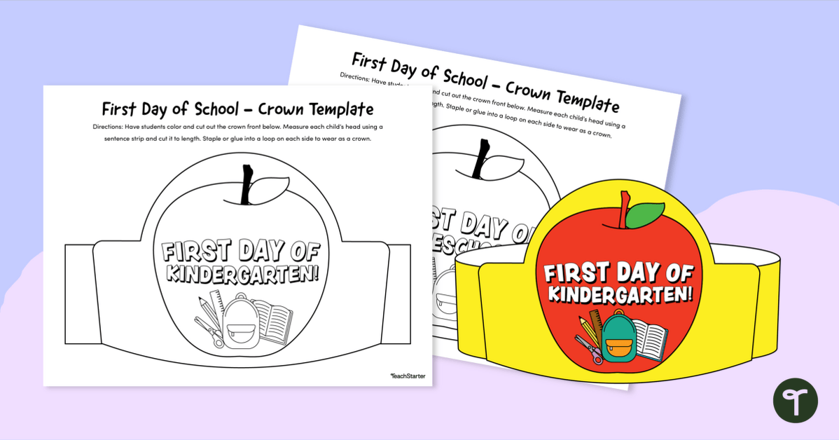 Back to School Craft - First Day of School Crown Template teaching resource