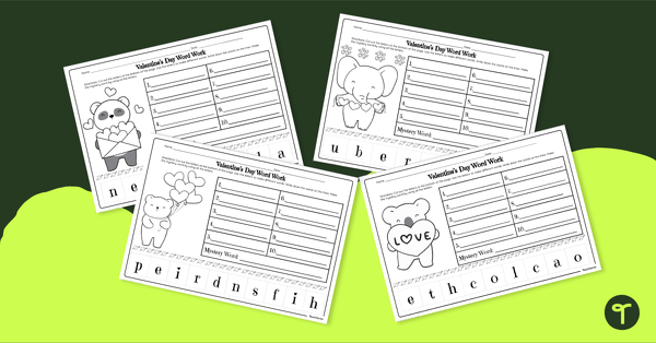 Go to Valentine’s Day Word Scramble Worksheets teaching resource