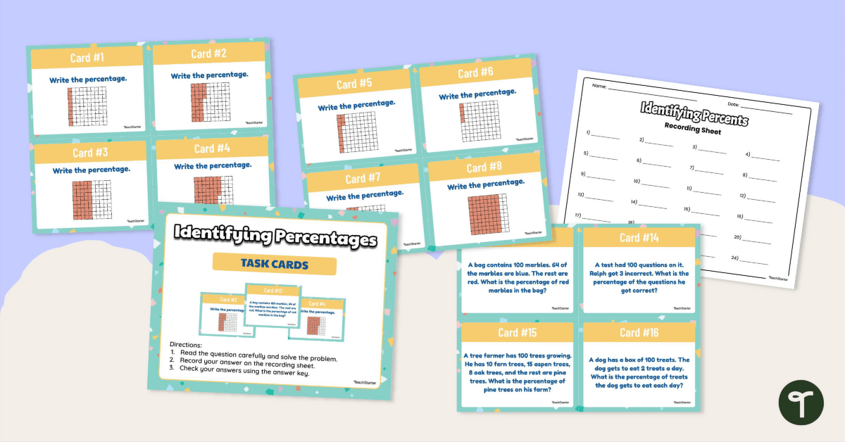 Identifying Percentages – Task Cards teaching resource