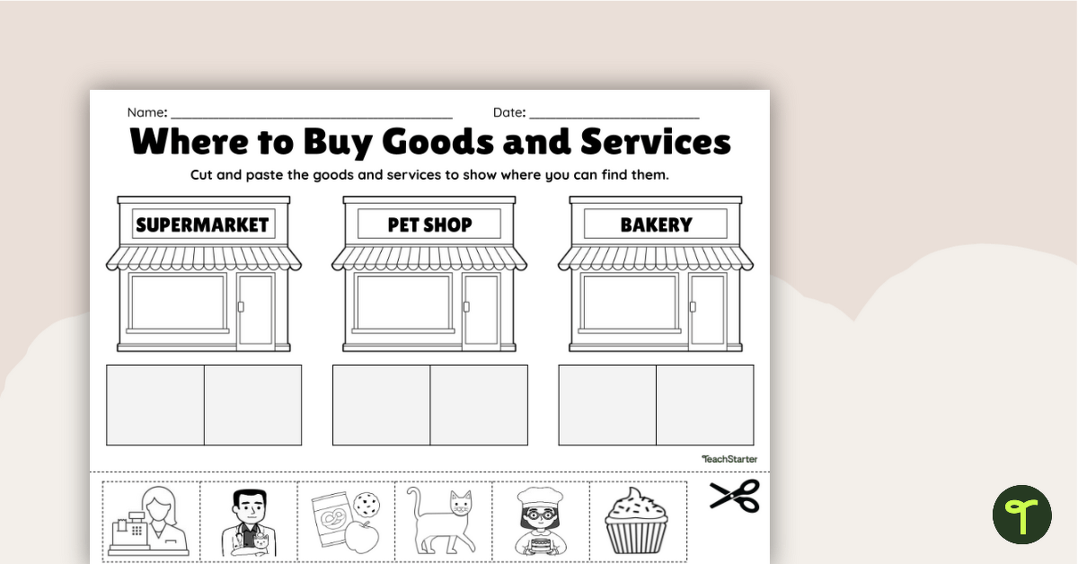 Where to Buy Goods and Services - Worksheet teaching resource