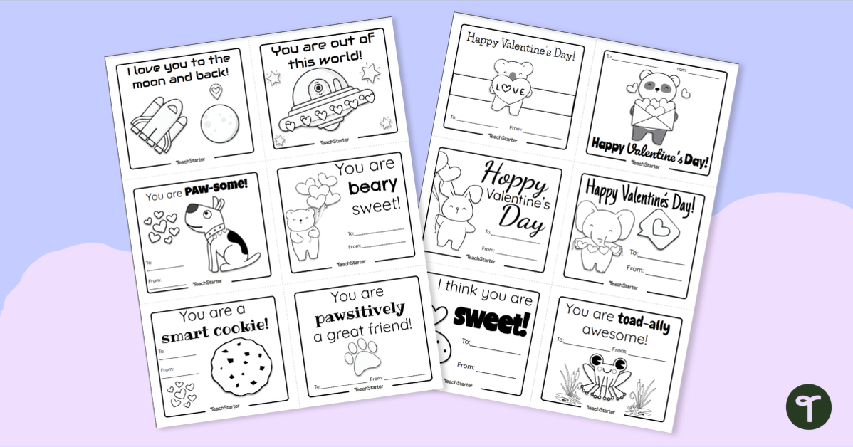 Printable Valentine s Day Cards Teach Starter