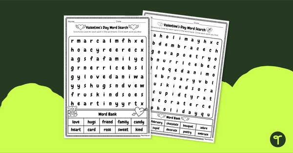 Go to Valentine’s Day Word Search teaching resource