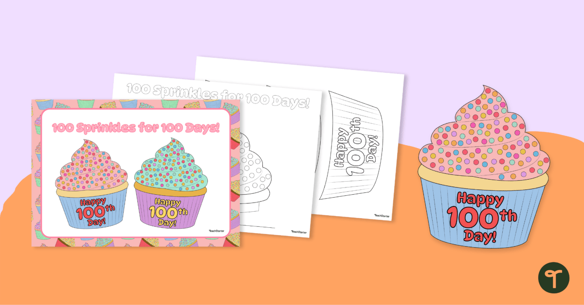 100 Sprinkles for 100 Days Cupcake Craft teaching resource