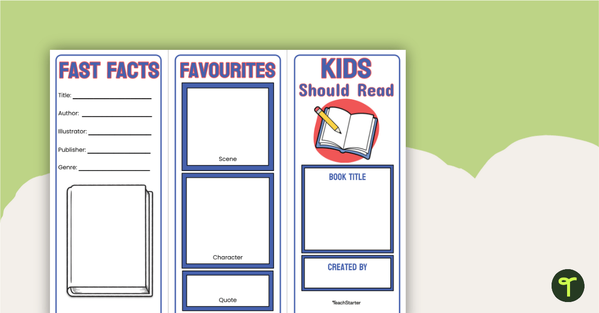 Book Review Brochure Template teaching resource