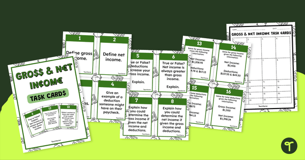 Image of Gross and Net Income – Task Cards
