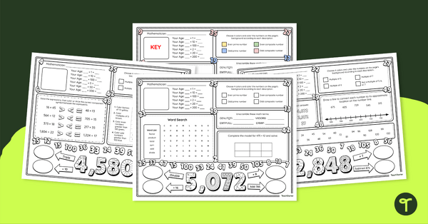 Whole Number Operations – Math Mats teaching resource
