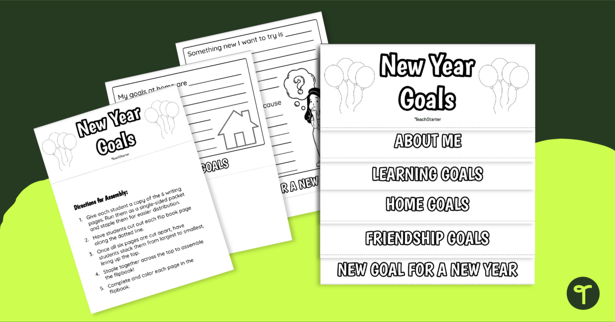 New Year Goal Setting Activities - Flip Book Template teaching resource