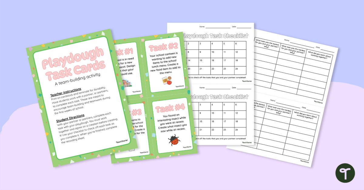 Playdough Task Cards -Back to School Team Building teaching resource