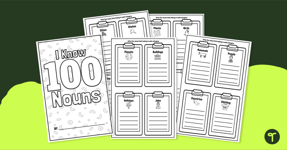 I Know 100 Nouns! 100th Day Activity Book teaching resource