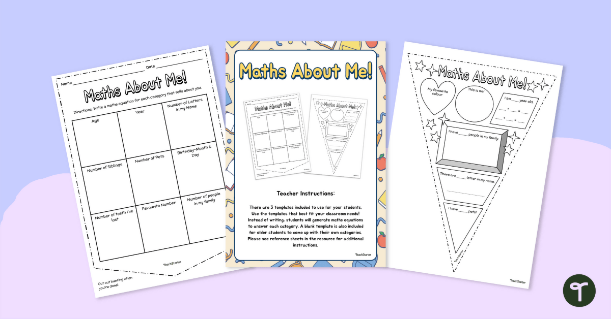 Maths About Me - All About Me Template teaching resource