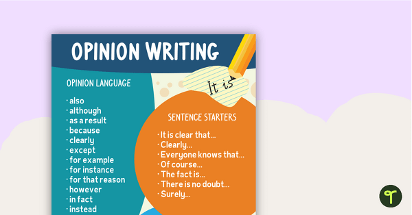 Go to Opinion Writing Anchor Chart teaching resource