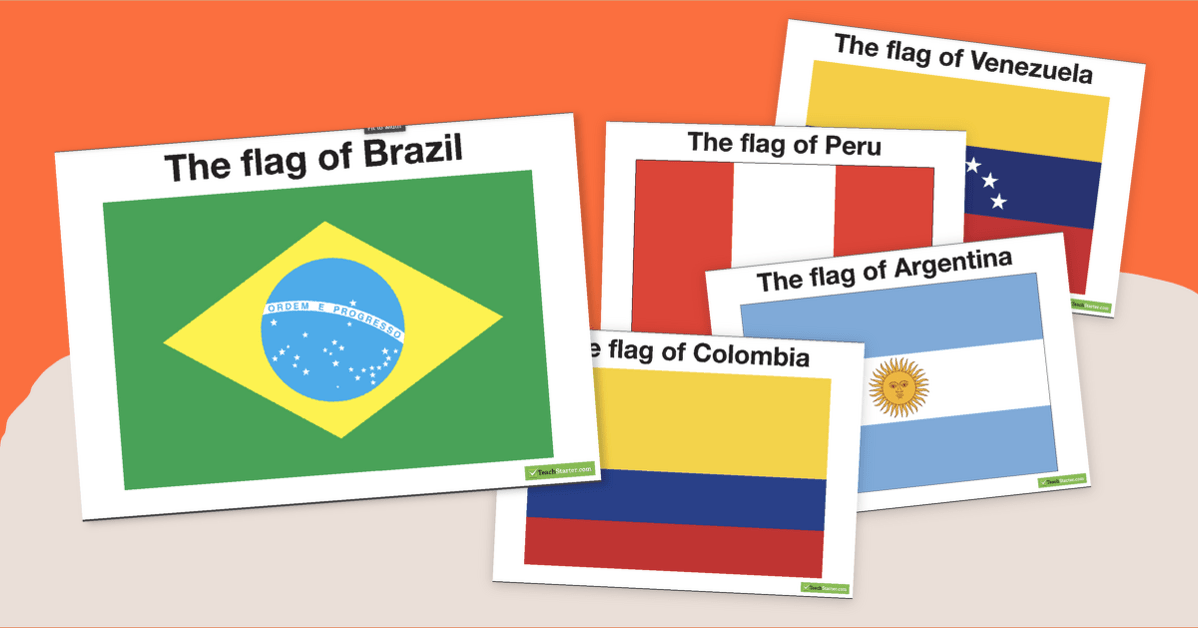 Flags of South America - Printable Posters teaching resource