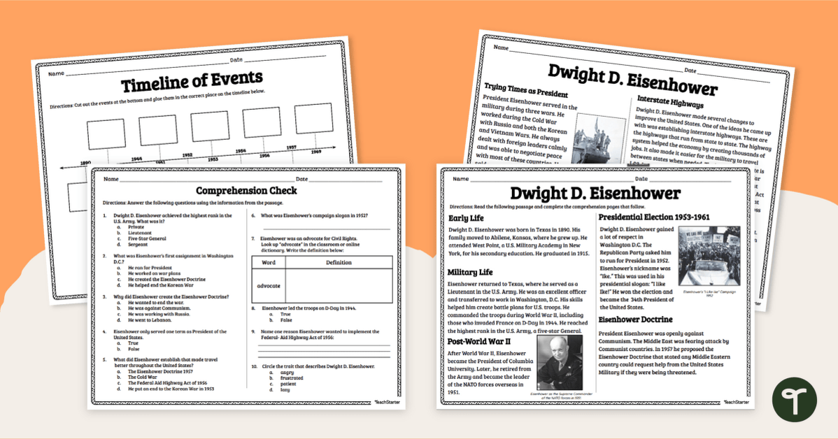 Dwight D. Eisenhower Comprehension Pack teaching resource