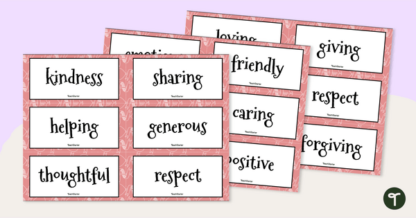 Kindness Words Word Wall Teach Starter