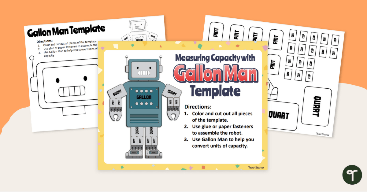 Gallon Man Template teaching resource