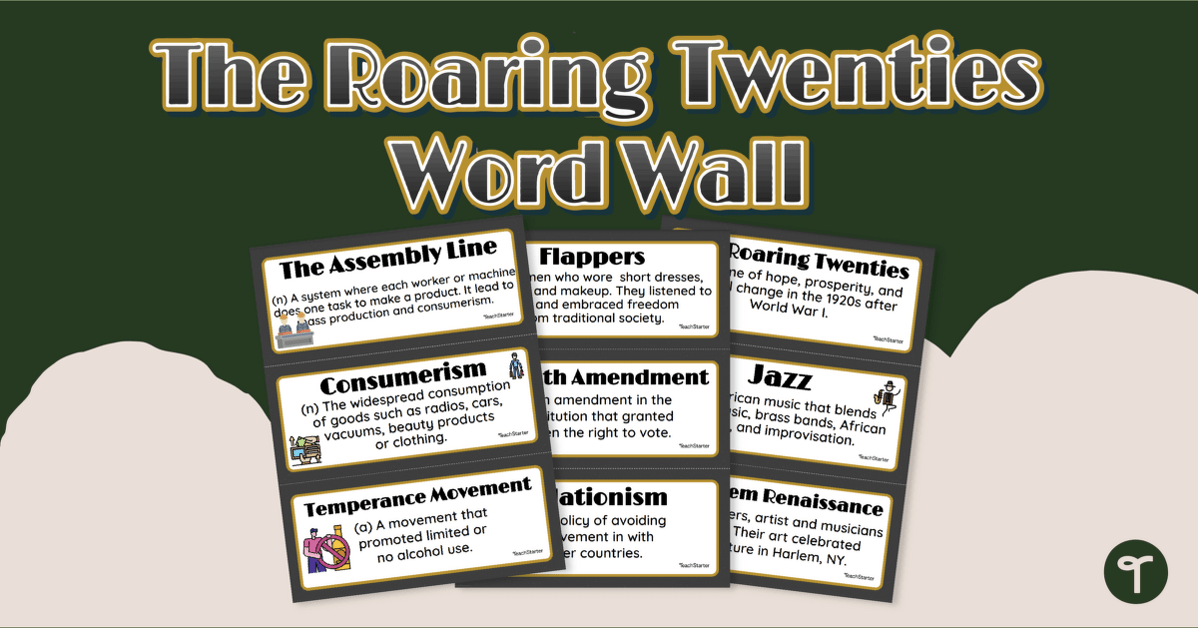 Roaring Twenties Word Wall teaching resource