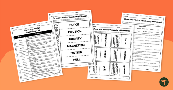 Go to Force and Motion – Vocabulary Worksheets teaching resource
