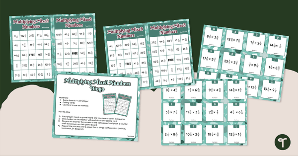 Multiplying Mixed Numbers Bingo teaching resource