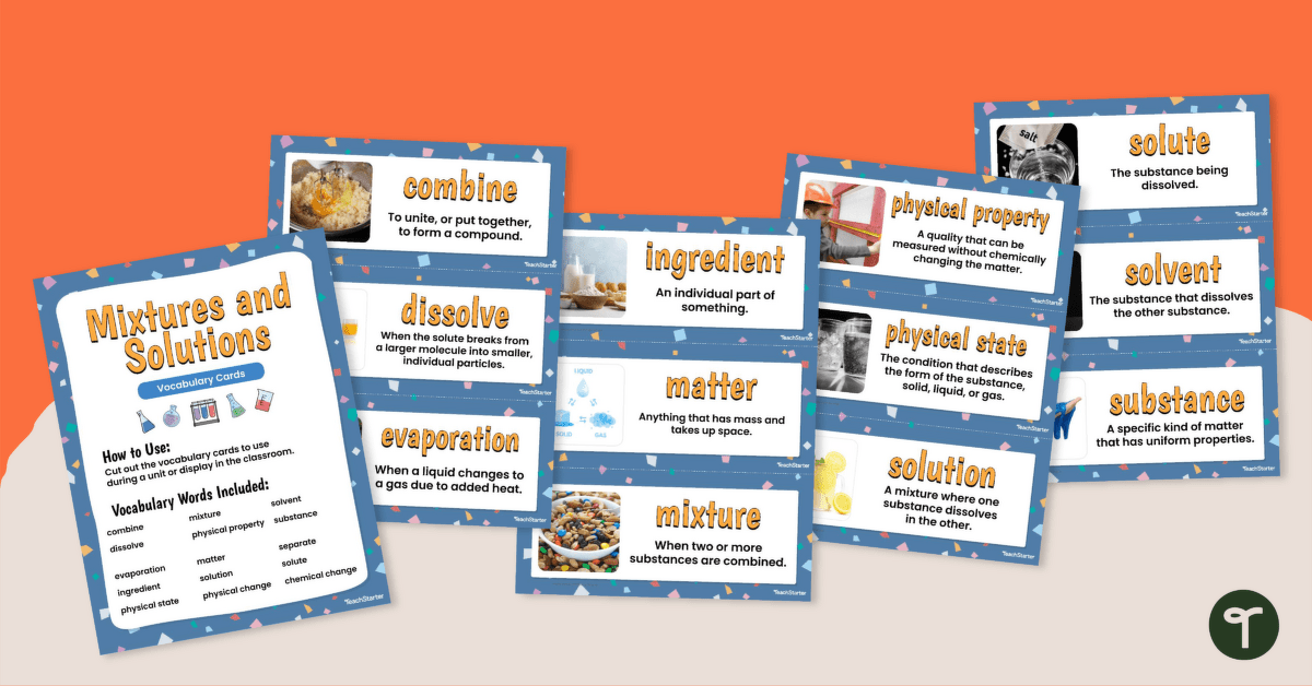 Mixtures & Solutions – Vocabulary Cards teaching resource