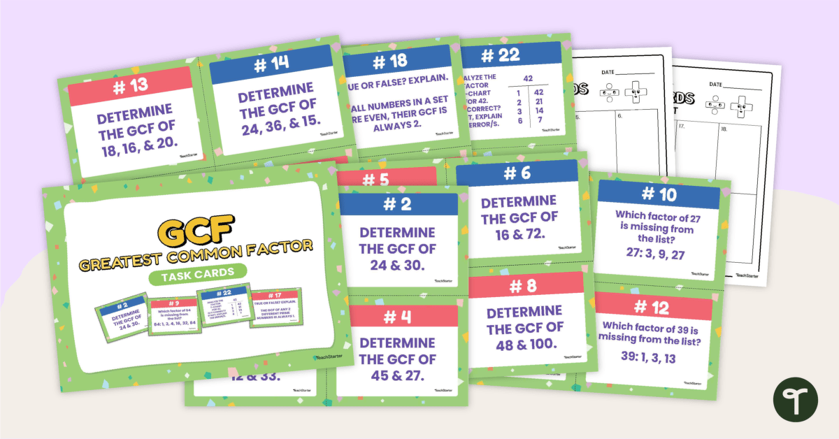 Greatest Common Factor – Task Cards teaching resource