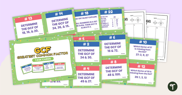 Go to Greatest Common Factor – Task Cards teaching resource