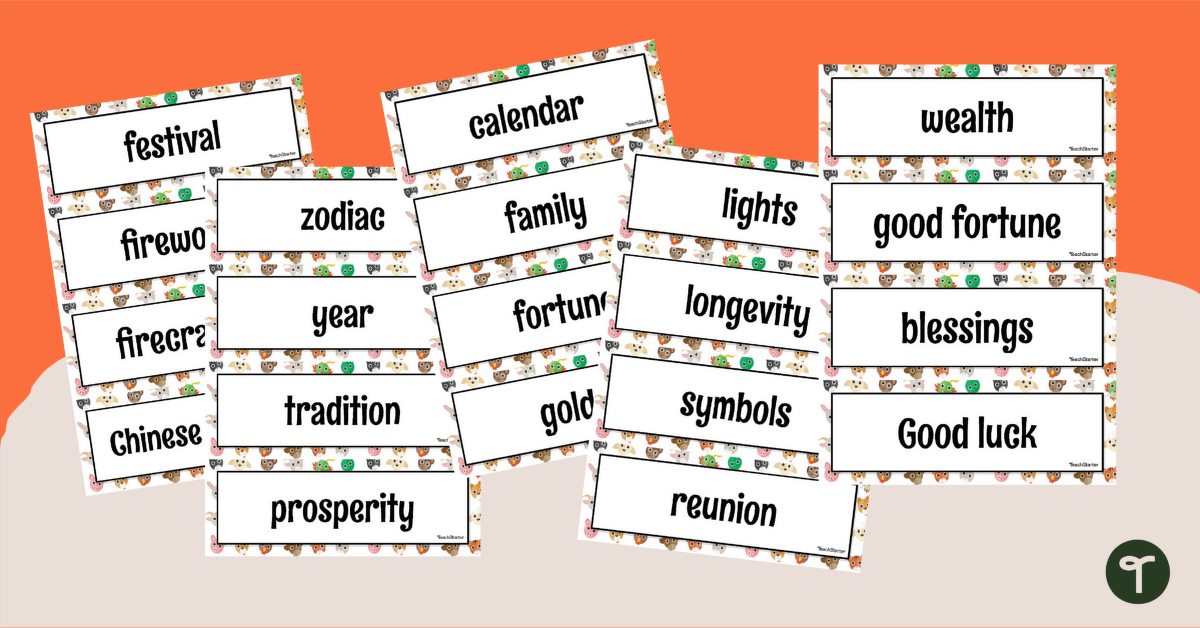 Lunar New Year Word Wall Vocabulary teaching resource