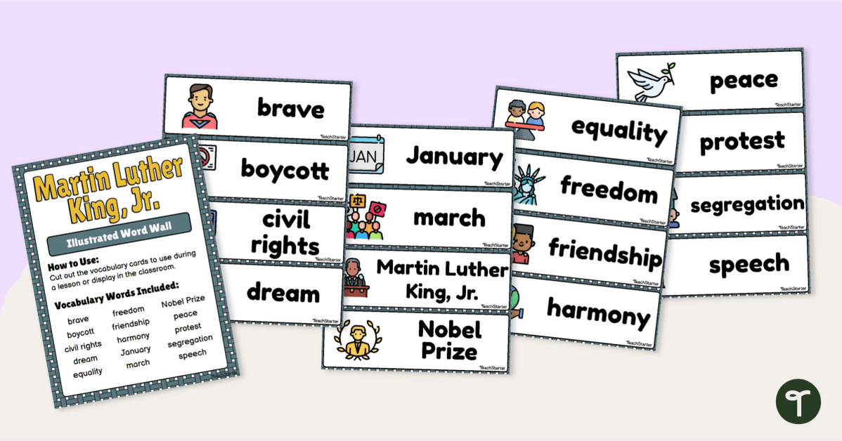 Martin Luther King, Jr. Illustrated Word Wall teaching resource