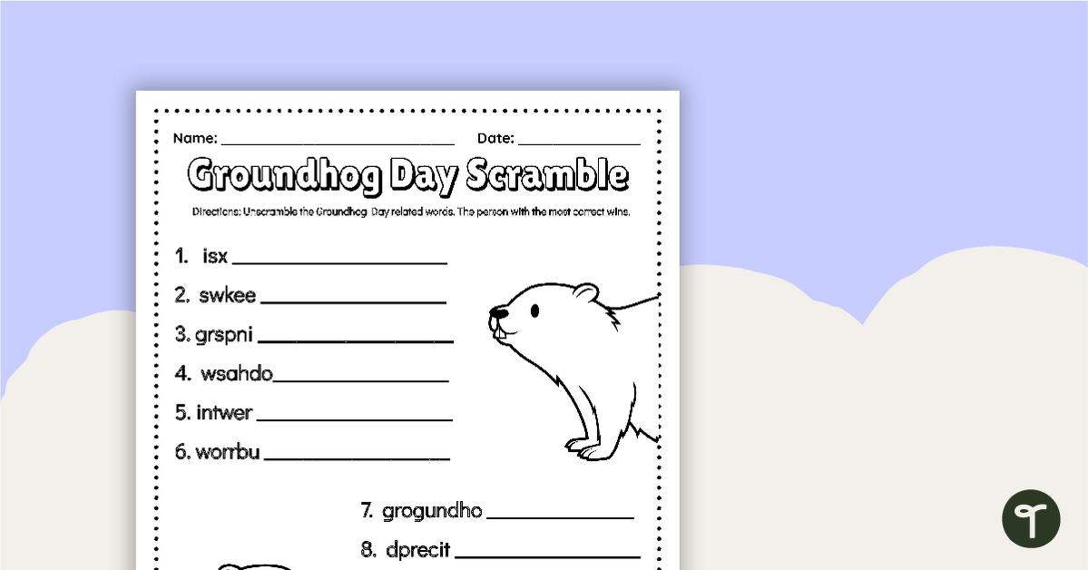Groundhog Day Word Scramble teaching resource