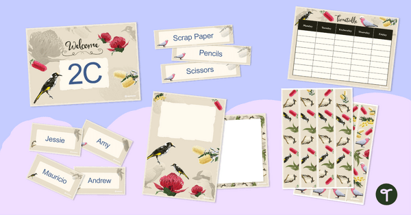 Go to Native Australian Flora and Fauna Classroom Theme Pack resource pack