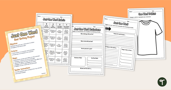 Just One Word - New Year Goal Setting Project teaching resource