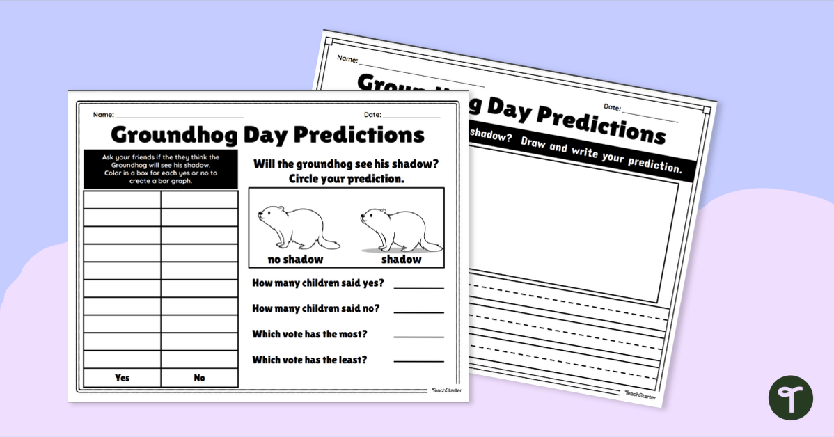 Groundhog Day Worksheets for Making Predictions teaching resource