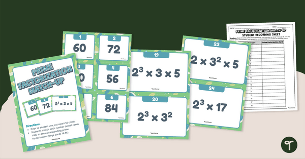 Go to Prime Factorization Match-Up teaching resource