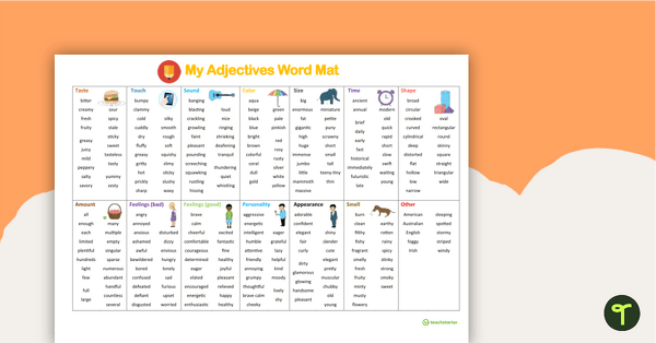 Common Adjectives for Kids - Printable Adjective List teaching resource