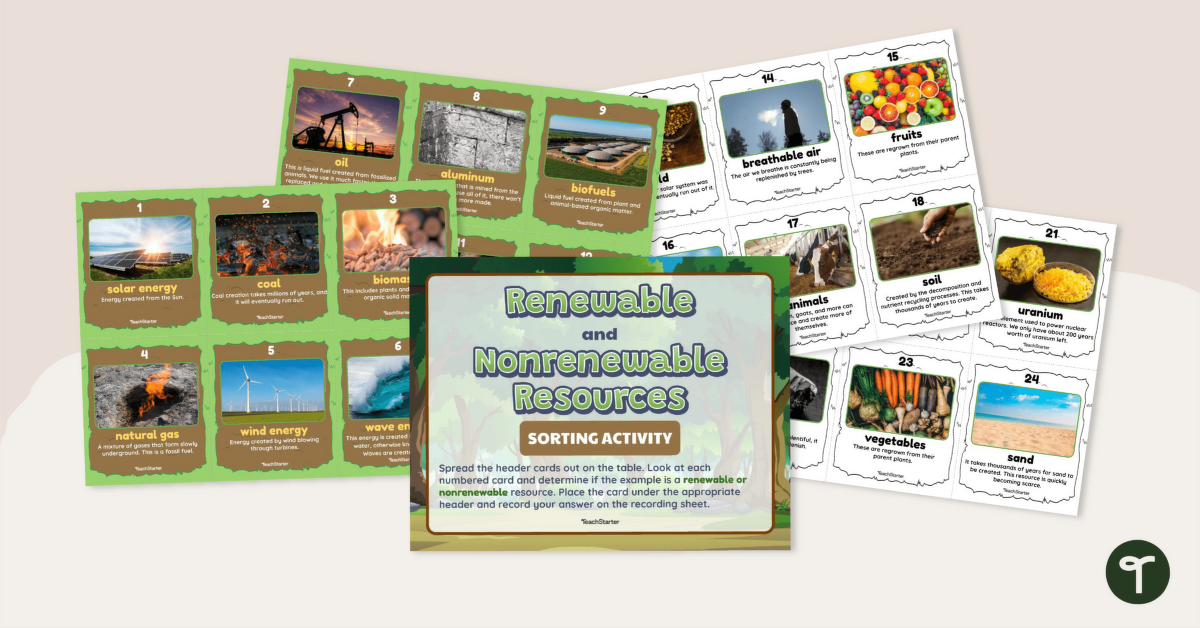 Renewable and Nonrenewable Resources – Sorting Activity teaching resource