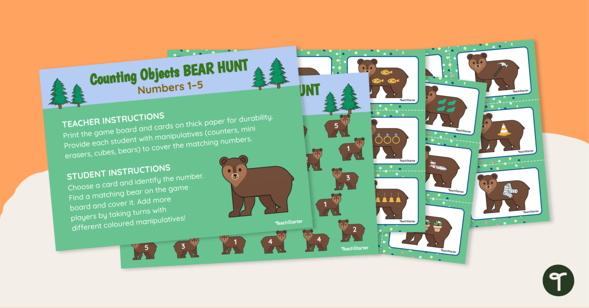 Counting Objects Bear Hunt – Numbers 1–5 teaching resource