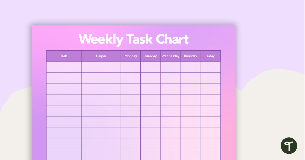 Lavender Glow - Weekly Task Chart teaching resource