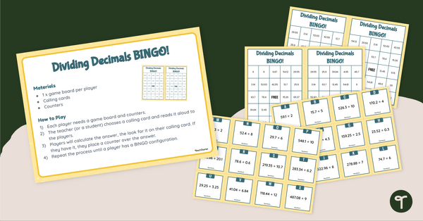 Image of Dividing Decimals Bingo