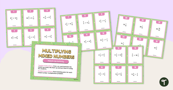 Image of Multiplying Mixed Numbers – Match-Up Activity