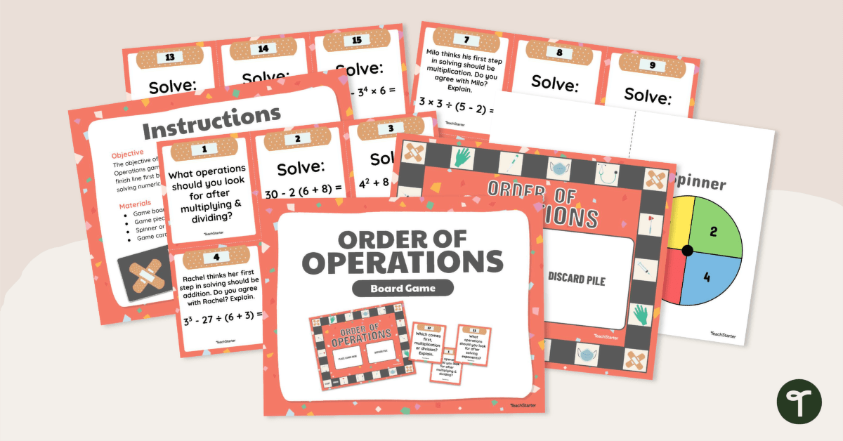Order of Operations Board Game teaching resource
