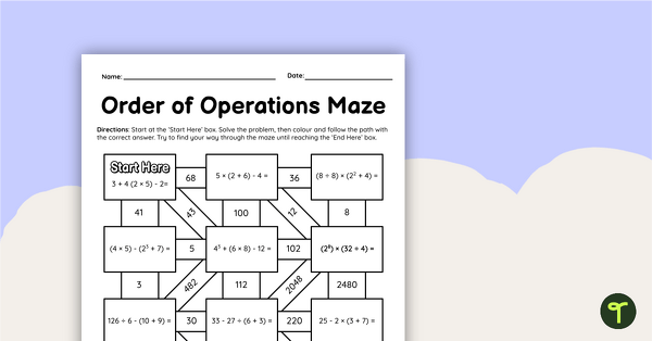 Go to Order of Operations – Maths Maze teaching resource