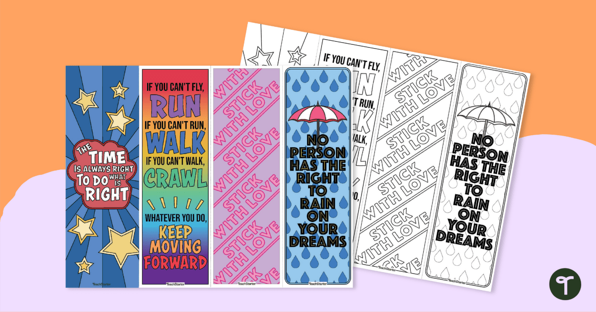 MLK Day Coloring Bookmarks teaching resource