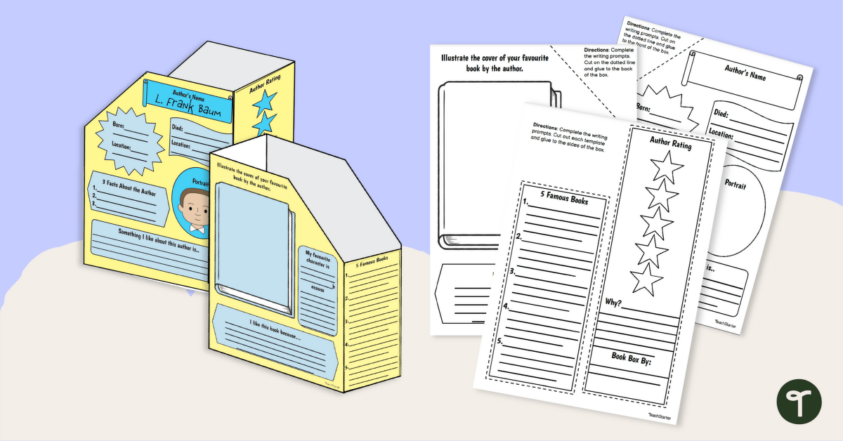 Cereal Box Book Report - Author Study Book Bin Template teaching resource