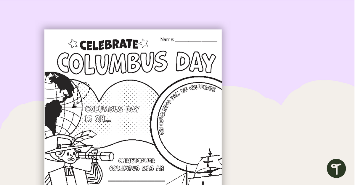 Columbus Day Poster Template teaching resource