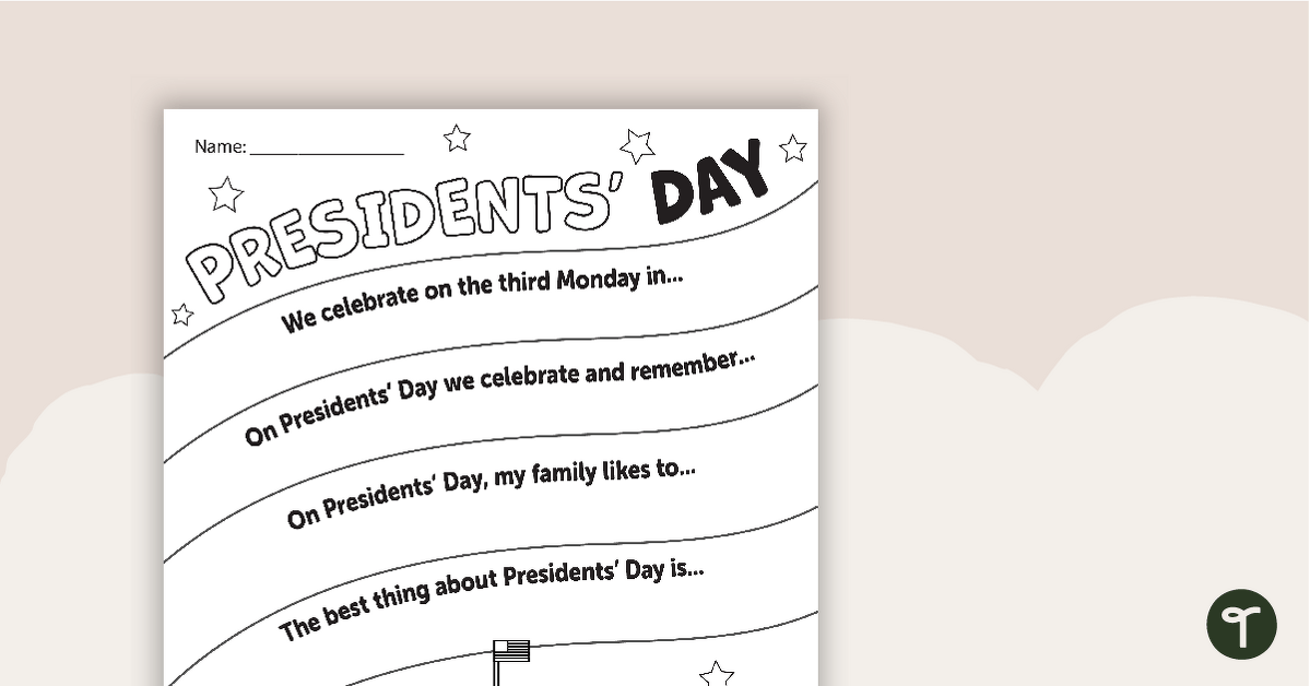 President's Day Poster Template teaching resource