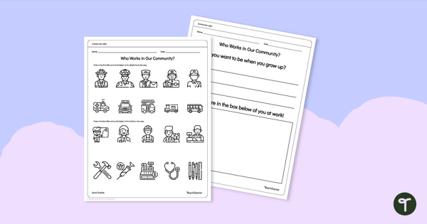 Go to Who Works in Our Community? - Community Helper Worksheet teaching resource