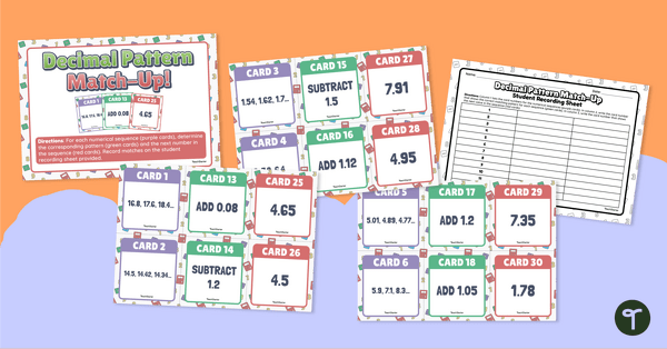 Go to Decimal Patterns – Match-Up Activity teaching resource