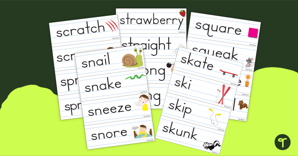 S Blend Words - Word Wall teaching resource