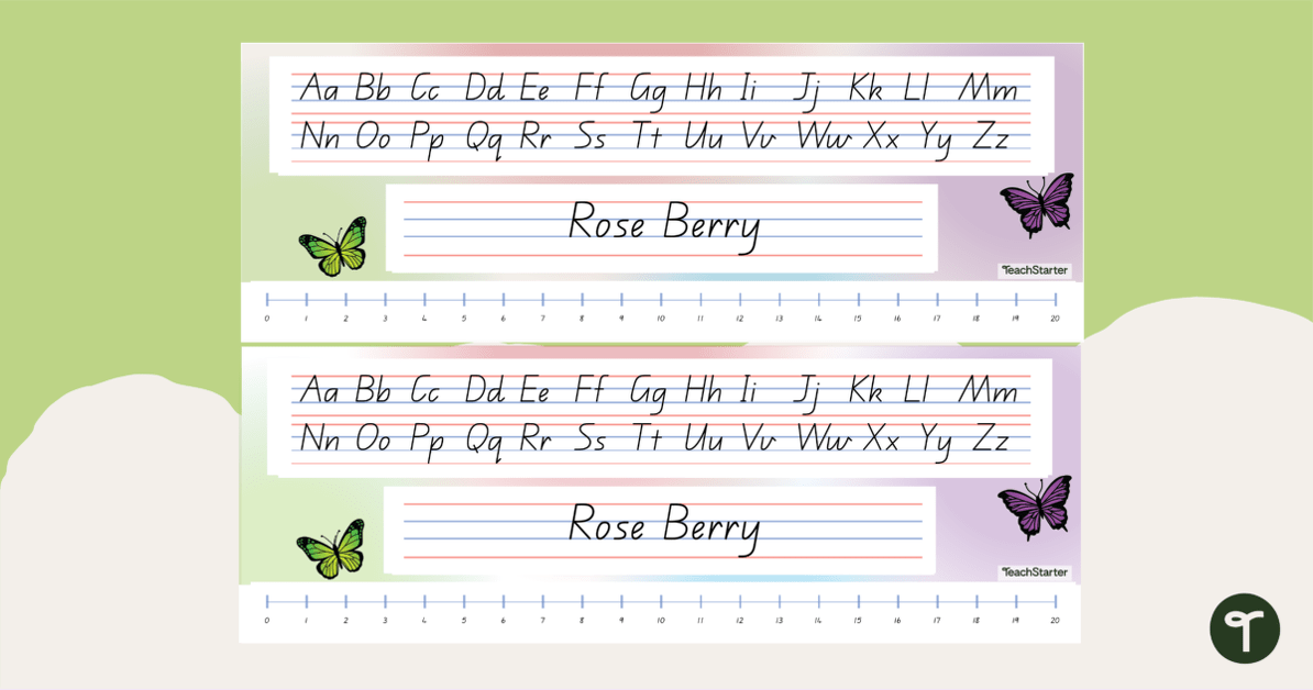 Butterfly-Themed Desk Name Plates teaching resource