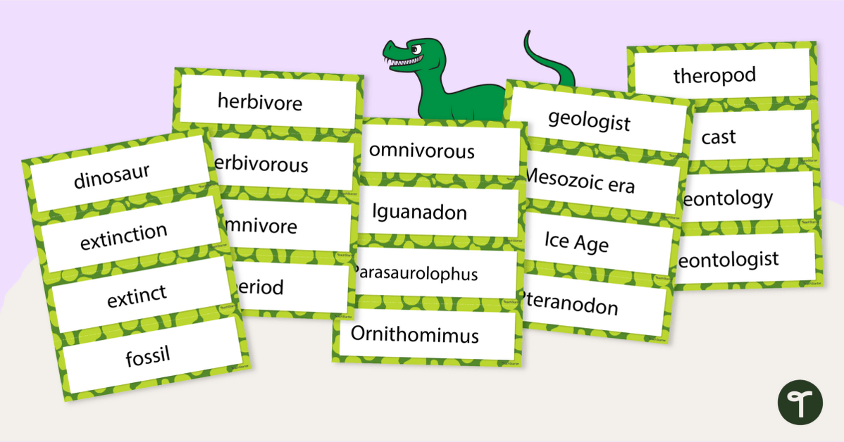 Dinosaur Words -  Word Wall Vocabulary Cards teaching resource