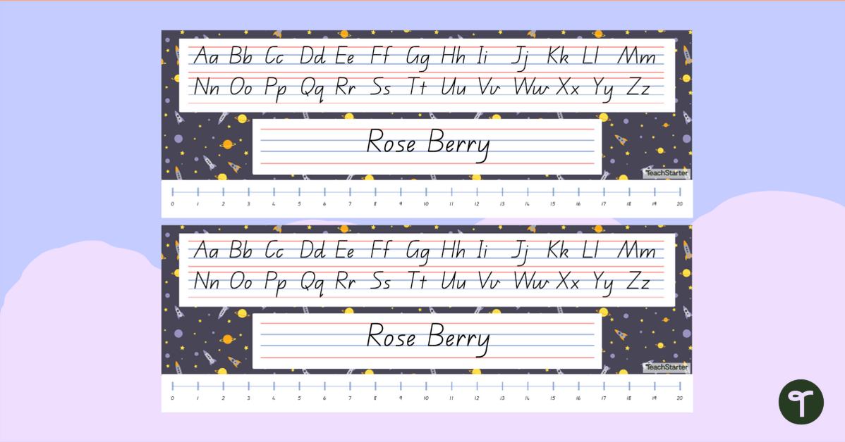 Space Pattern-Themed Editable Desk Name Plate teaching resource